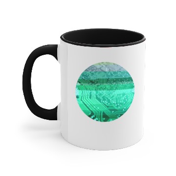 Discover circuit board glitch circle green Accent Mugs