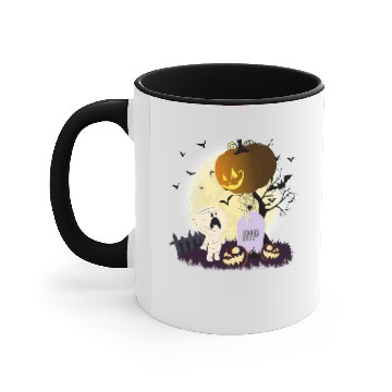 Discover Scared Ghost in Graveyard Accent Mugs