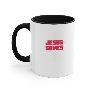 Discover Jesus Saves , Christian, Cross Accent Mugs