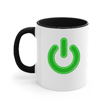 Discover Computer Power Button Lime Green Simulated Glow Accent Mugs