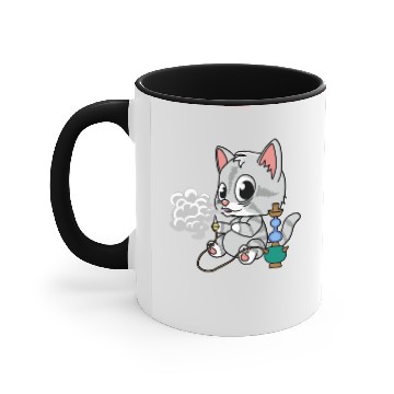 Discover cute cat smoking shisha Accent Mugs