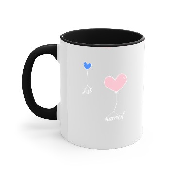 Discover Just married pink and blue heart Accent Mugs