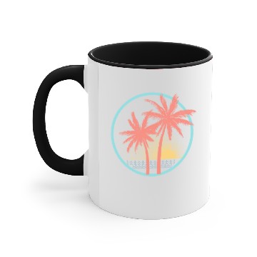 Discover Coral Palm Trees Beach Sunset Accent Mugs