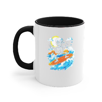 Discover Skeleton Surfing Accent Mugs