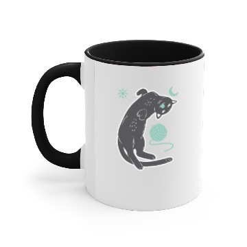 Discover Sweet cat playing with a ball of wool Accent Mugs