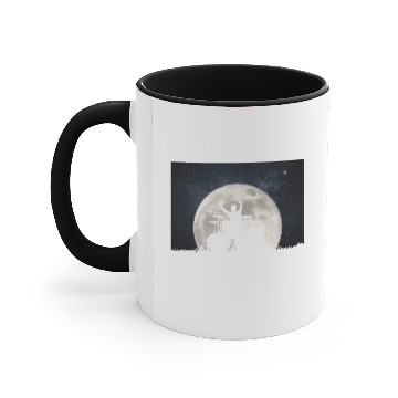 Discover Drummer Playing Drums In Moon Space Solar System Accent Mugs