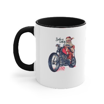 Discover Santa Is Coming Motorbike Accent Mugs