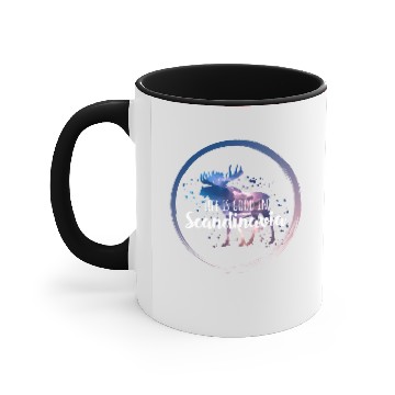 Discover scandinavia quote moose Accent Mugs