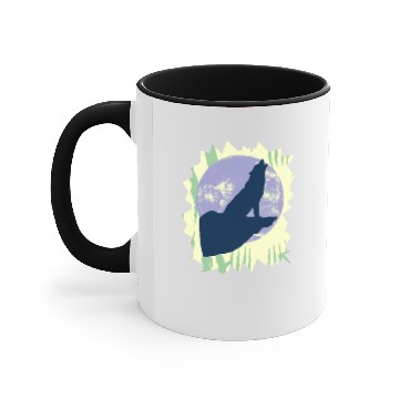 Discover Wolf howling Accent Mugs
