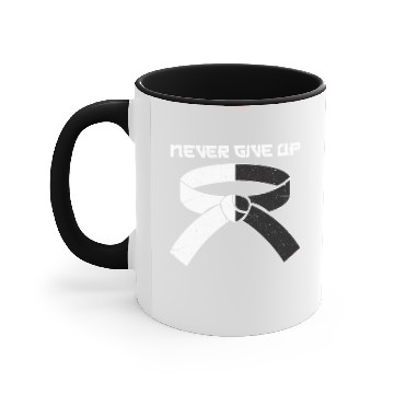 Discover Karate Never Give Up Accent Mugs