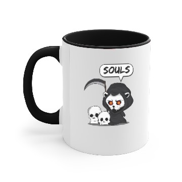 Discover Cat Souls evil dead funny Accent Mugs