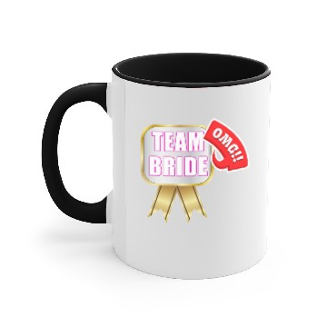 Discover Team Bride OMG Oh My God Badge Accent Mugs