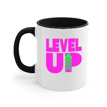 Discover Level Up Neon Pink Accent Mugs