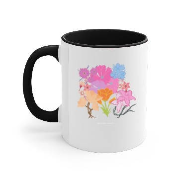 Discover flower spring is here bud petal stem leaf flat Accent Mugs