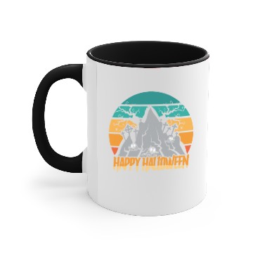 Discover Happy Halloween Mountain Horror Tombstone Accent Mugs