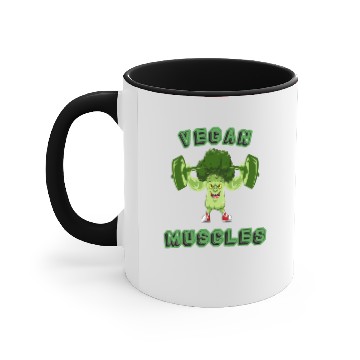 Discover Funny Vegan Muscles Broccoli Weightlifter Accent Mugs
