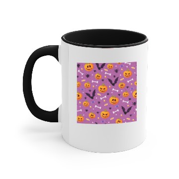 Discover halloween pumpkin bat spider bone purple Accent Mugs