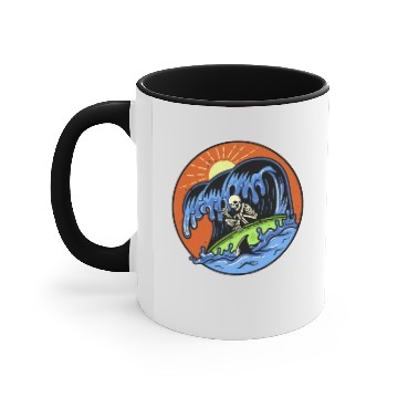 Discover Skeleton Surfing Accent Mugs