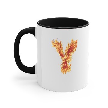 Discover Fire phoenix bird with flame wings Accent Mugs