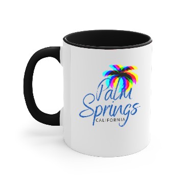 Discover Palm Springs Neon Tree (Blue) Accent Mugs