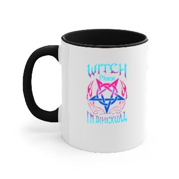 Discover Witch Bisexual Hex Pun Funny Bisexuality Pentagram Accent Mugs