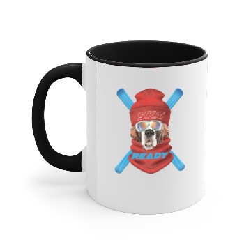 Discover Saint Bernard Ready For Skis Accent Mugs