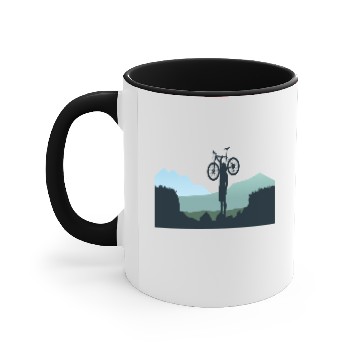 Discover Ride Mountain Bike Nature Explorer Cycling Solid Accent Mugs