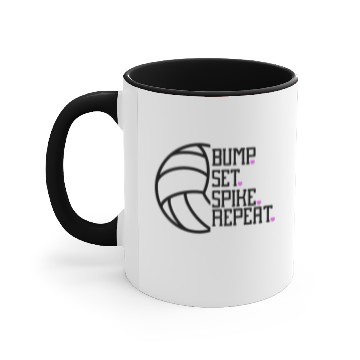 Discover Bump Set Spike Repeat Volleyball Accent Mugs