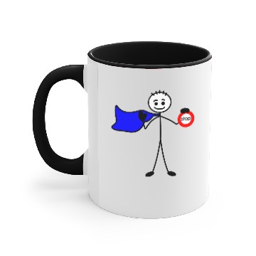 Discover Supermen powerboy superboy with stop sign Accent Mugs