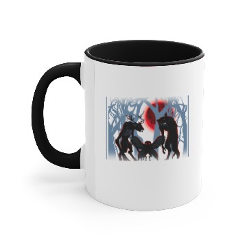 Discover Red Full Moon Cryptids Mothman in ghost forest Accent Mugs