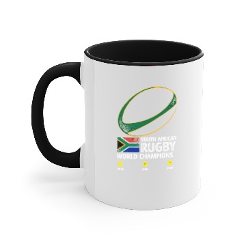 Discover South African Rugby Bokke Triple World Champions 2 Accent Mugs
