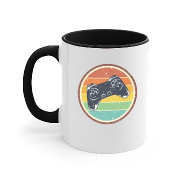 Discover Gaming sunset vintage controller computer game Accent Mugs