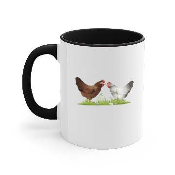 Discover two free range chickens on a green meadow Accent Mugs