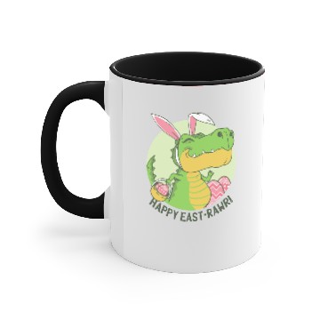 Discover Dino Easter greeting funny T-Rex bunny design Accent Mugs