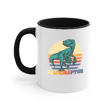 Discover Velociraptor Retro Dinosaur Accent Mugs