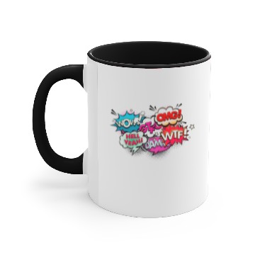 Discover Comics text Accent Mugs