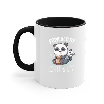 Discover Powered By Coffee & Love Panda Bear Otaku Comics Accent Mugs