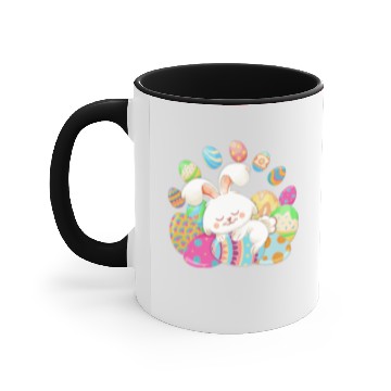 Discover Funny Easter Bunny Feeling Comfortable With Eggs Accent Mugs