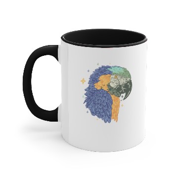 Discover blue yellow macaw parrot Accent Mugs