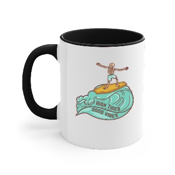 Discover SURFING SKELETON High Tides Good V Accent Mugs