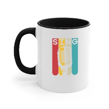 Discover Sing cool retro karaoke night singer Accent Mugs