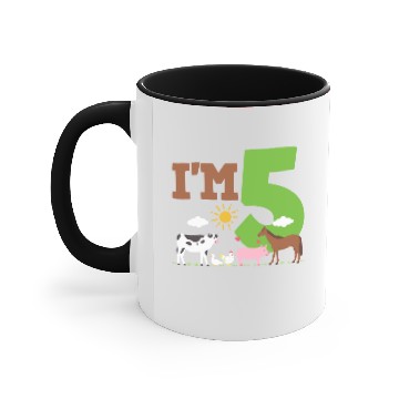 Discover 5th Birthday Farm Animals Accent Mugs