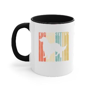 Discover English Setter Retro 1970s Dog Silhouette Cracked Accent Mugs