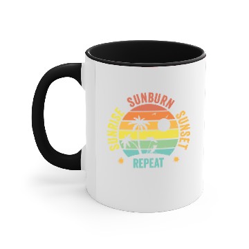 Discover Sunrise Sunburn Sunset Repeat Accent Mugs