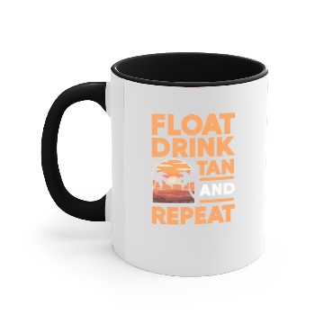 Discover Summer Float Drink Tan & Repeat Accent Mugs