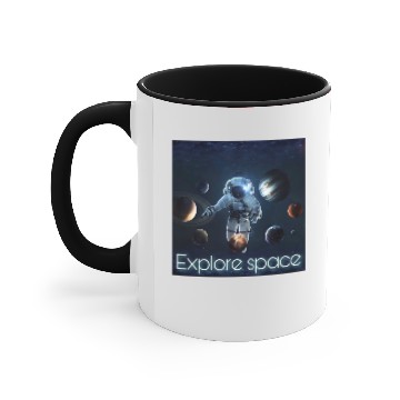 Discover Explore space solar system Accent Mugs