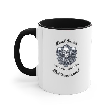Discover Dead Inside But Vaccinated - Dark Lettering Accent Mugs