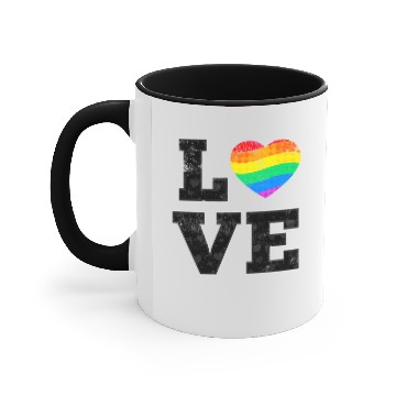 Discover Love Pride rainbow heart Accent Mugs
