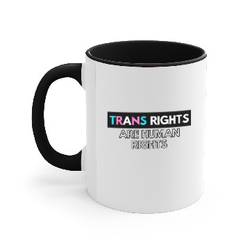 Discover Trans Rights Are Human Rights (simple/black bar) Accent Mugs