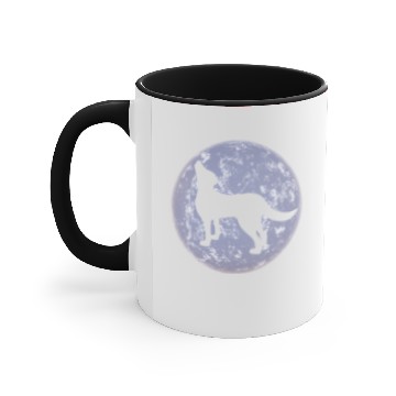 Discover Wolf Howling At Full Moon Accent Mugs